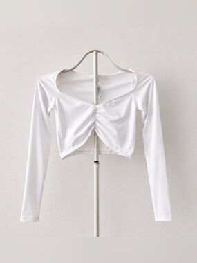 OOTDFASH White Long Sleeve Crop Top